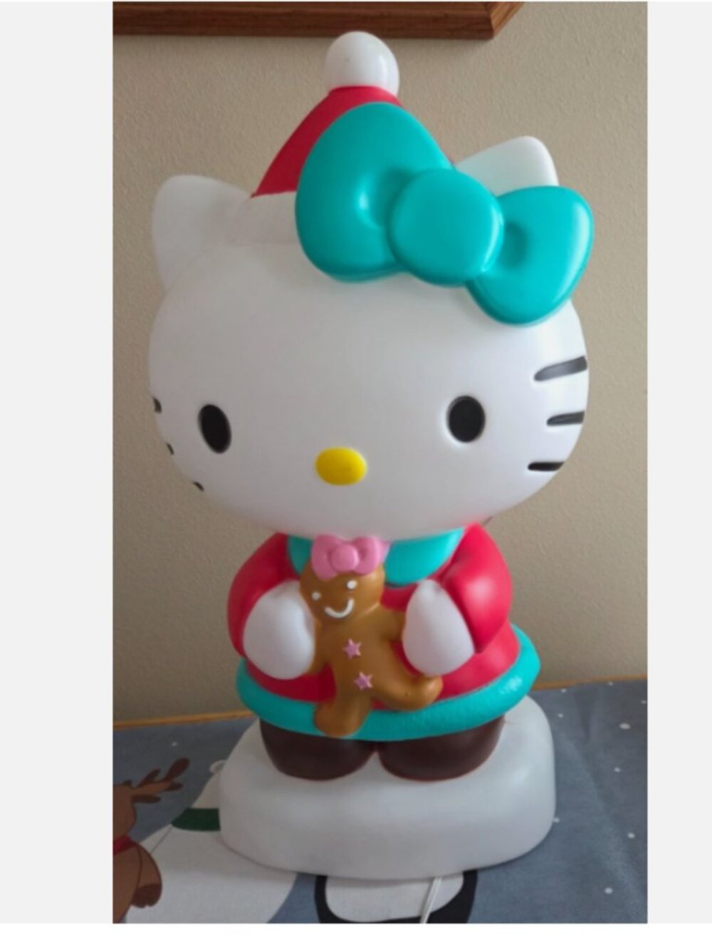 Hello Kitty Christmas Lighted 22" Blow Mold Plug In Holiday Ginger Bread Man